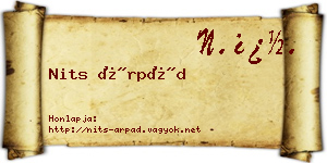 Nits Árpád névjegykártya